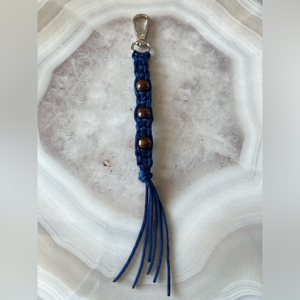 ✨Handmade Macrame & Wood Beaded Keychain